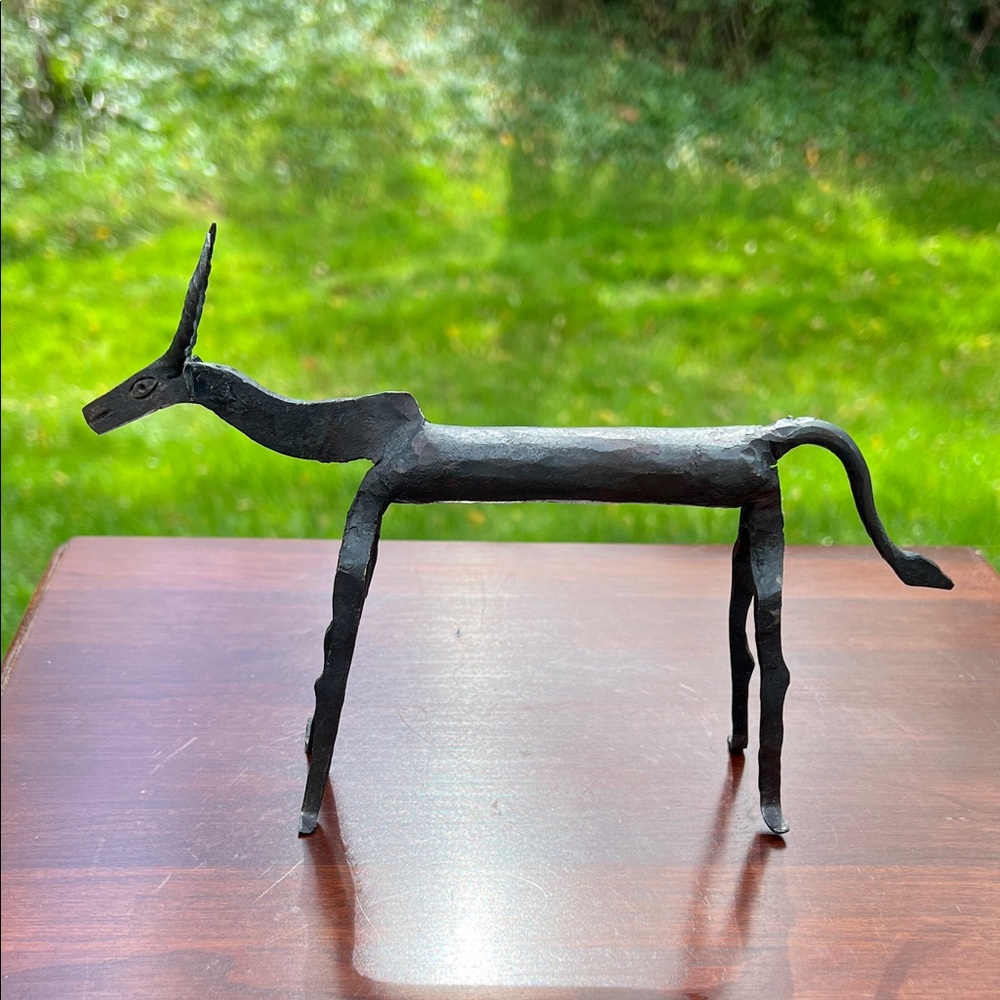 VTG Mid-Century Brutalist Primitive Wrought Iron Cast Iron Bull Sculpture Statue